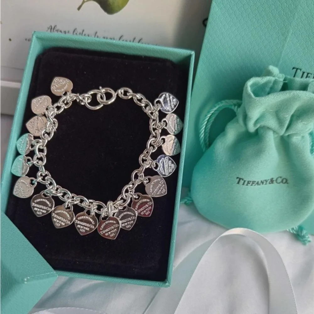 Tiffany & Co Silver Heart Charm Bracelet size:7.5 inches - Picture 4 of 5